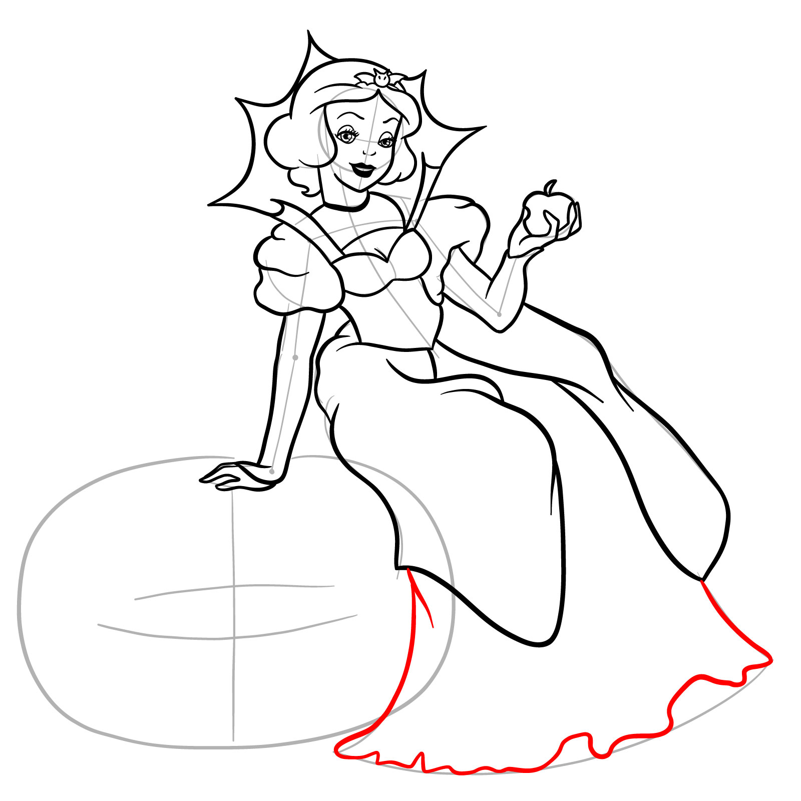 How to Draw Halloween Snow White - step 26