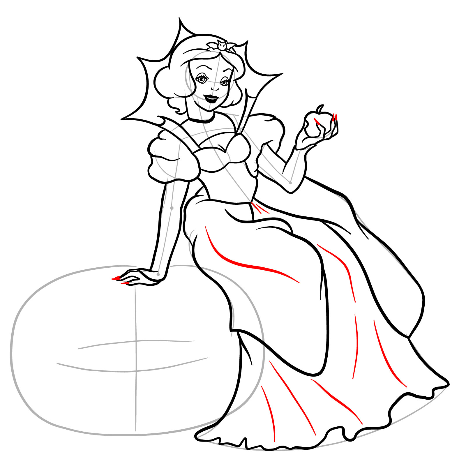 How to Draw Halloween Snow White - step 27