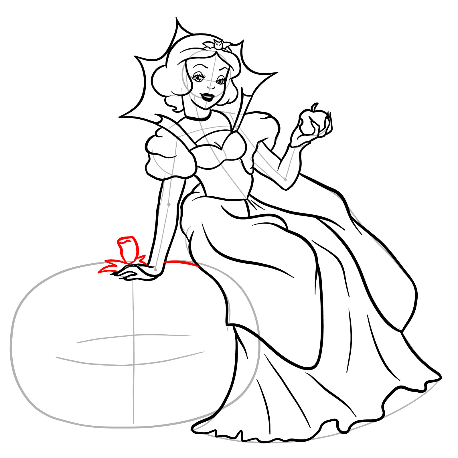 How to Draw Halloween Snow White - step 28