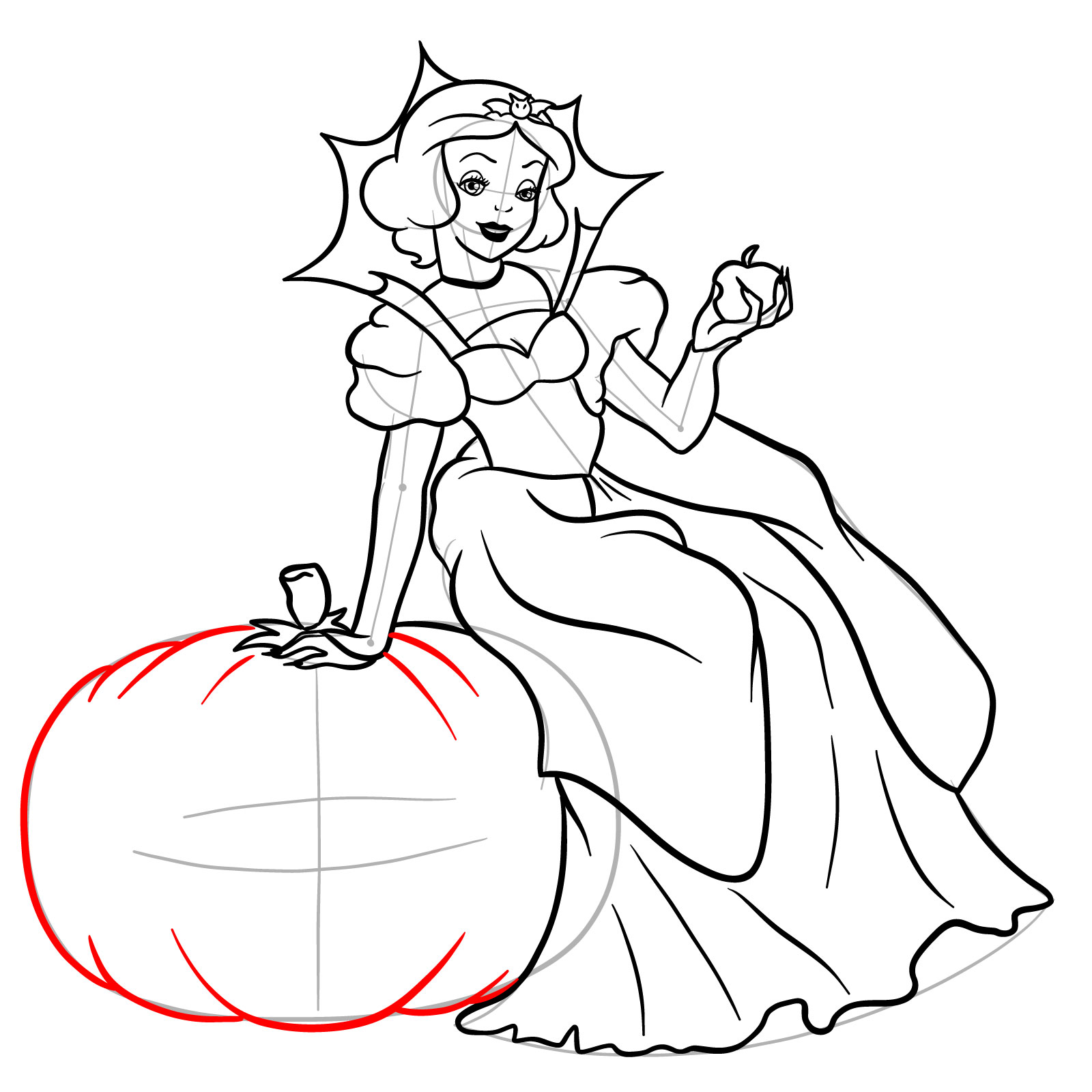 How to Draw Halloween Snow White - step 29