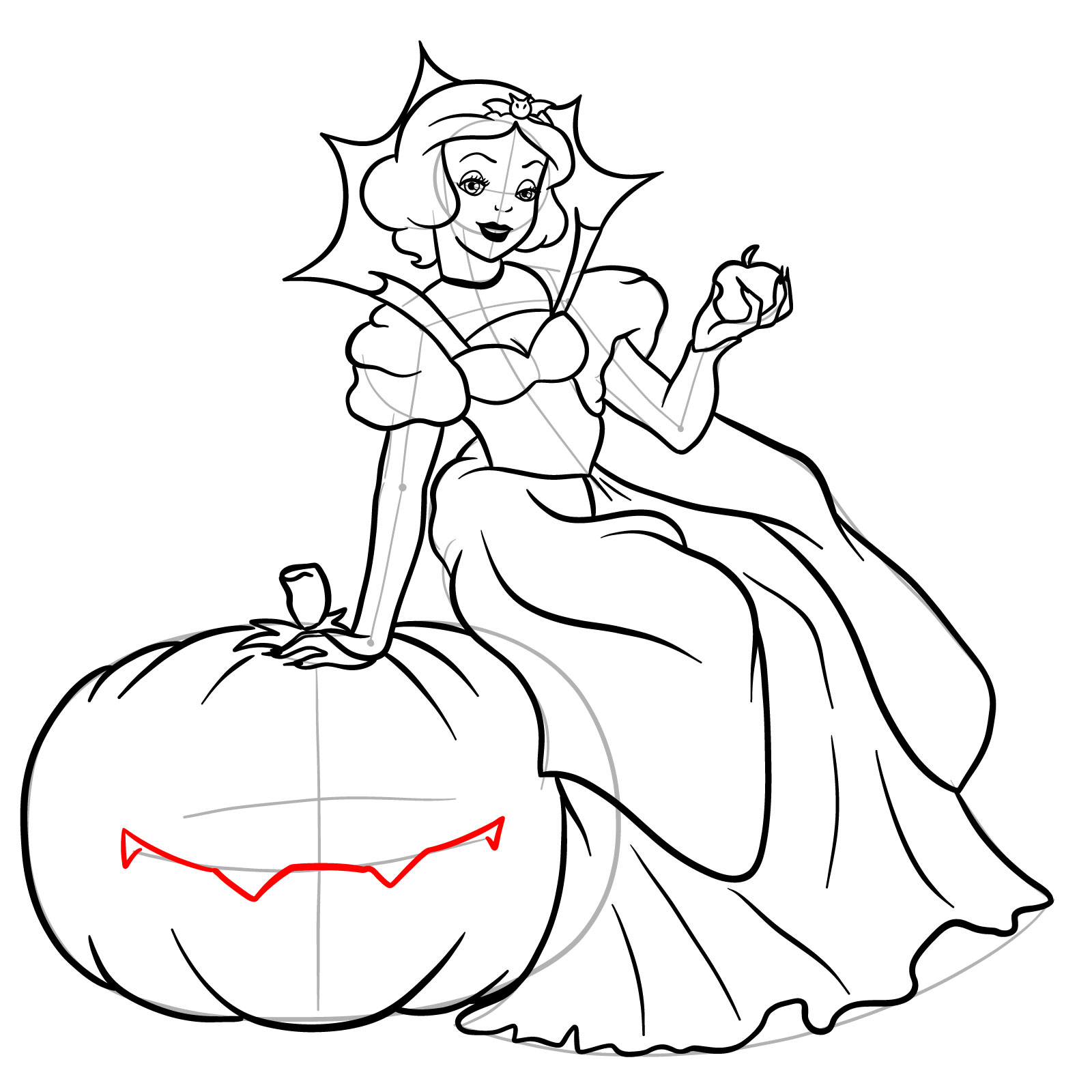 How to Draw Halloween Snow White - step 30