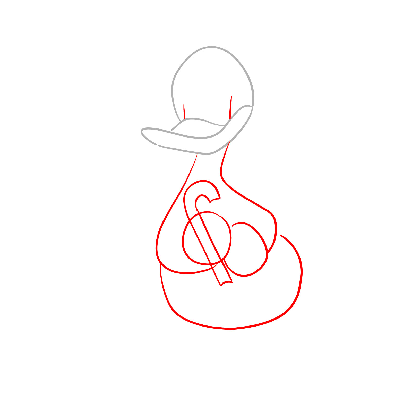 How to Draw Christmas Donald Duck - step 02