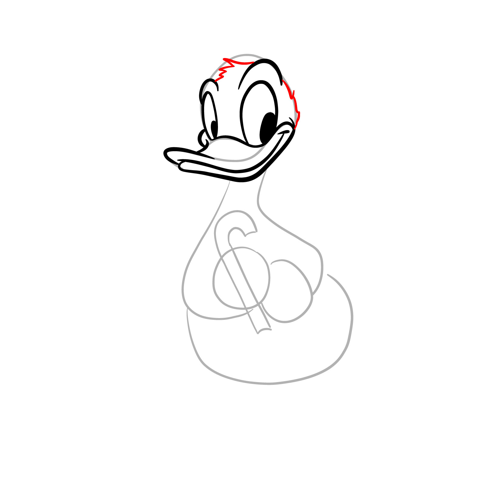 How to Draw Christmas Donald Duck - step 09