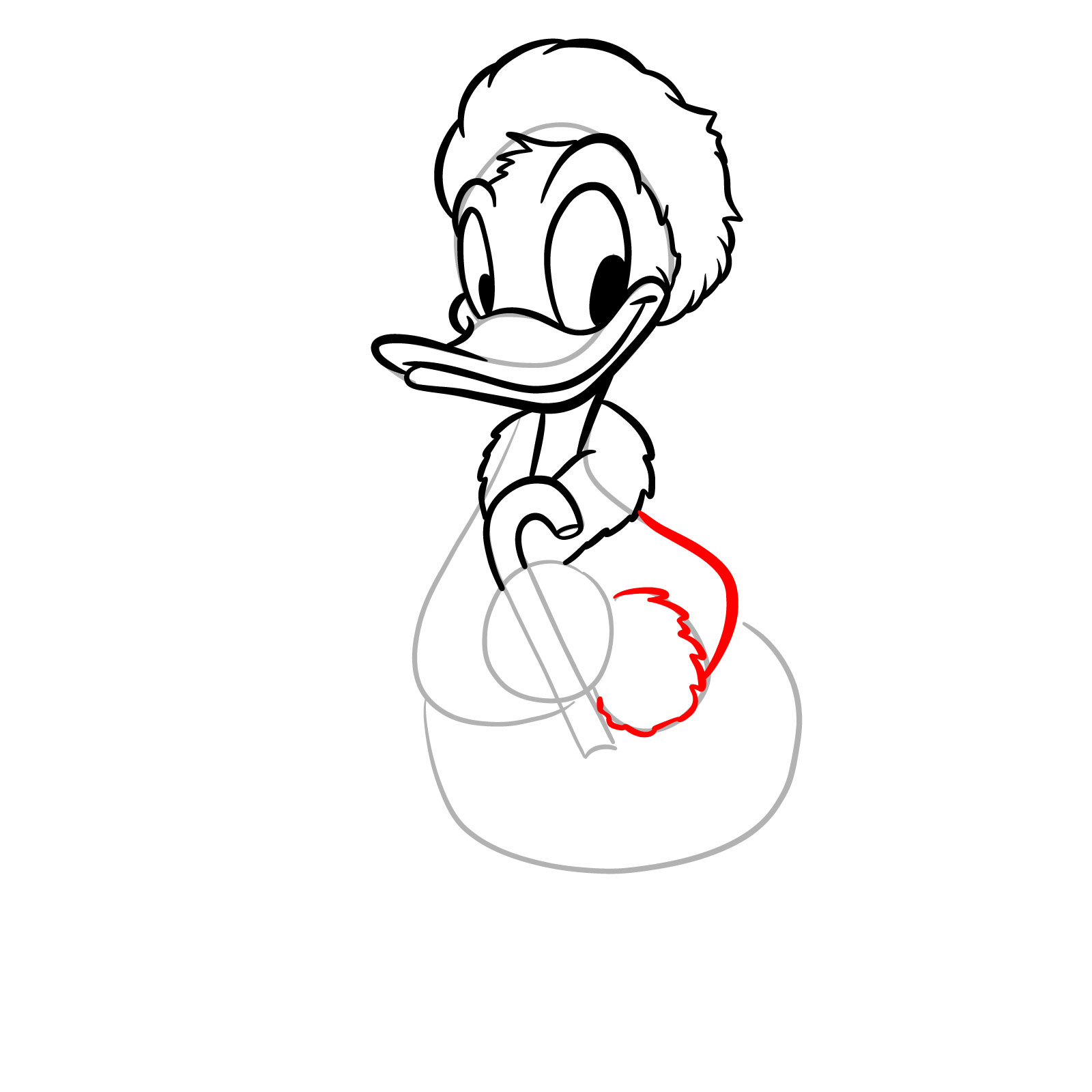 How to Draw Christmas Donald Duck - step 13