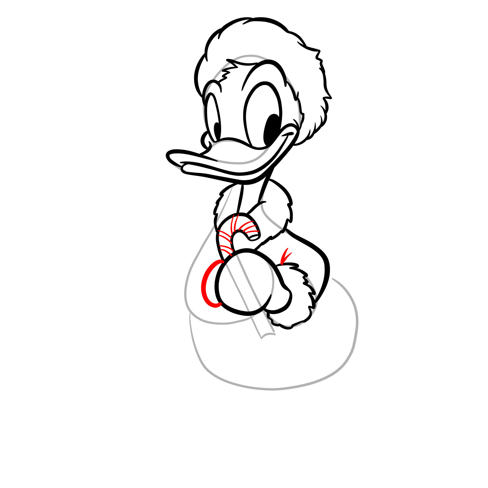 How to Draw Christmas Donald Duck - step 15