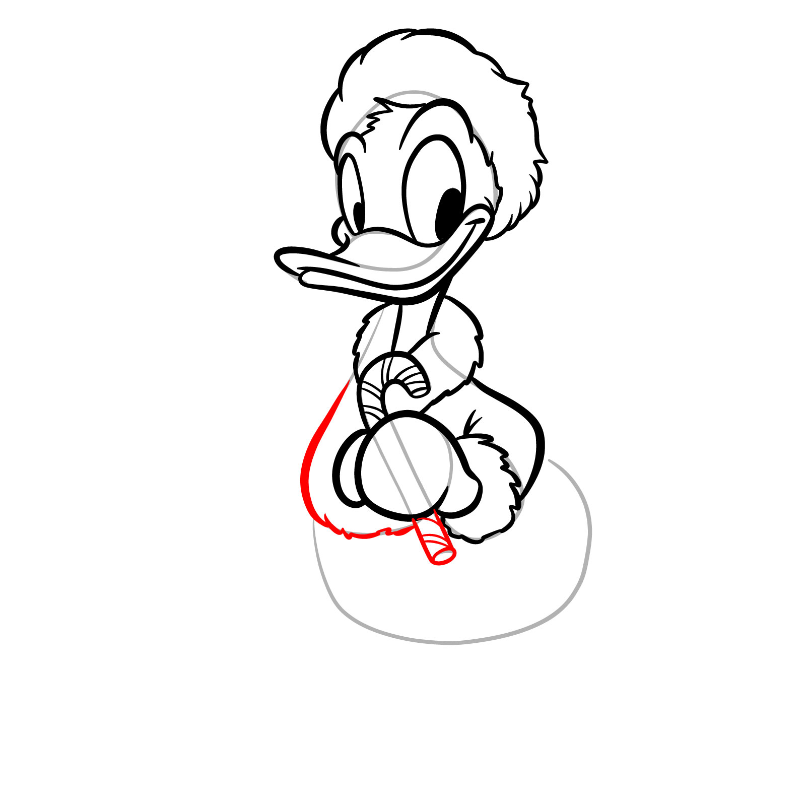 How to Draw Christmas Donald Duck - step 16