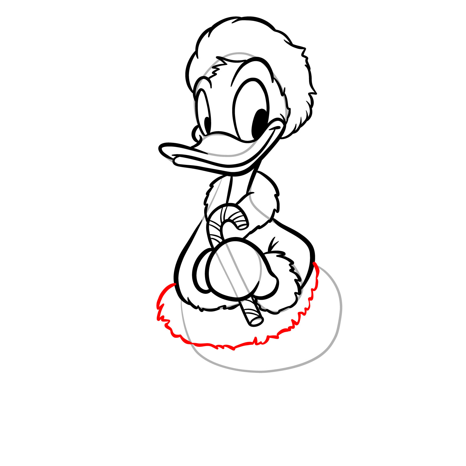How to Draw Christmas Donald Duck - step 17