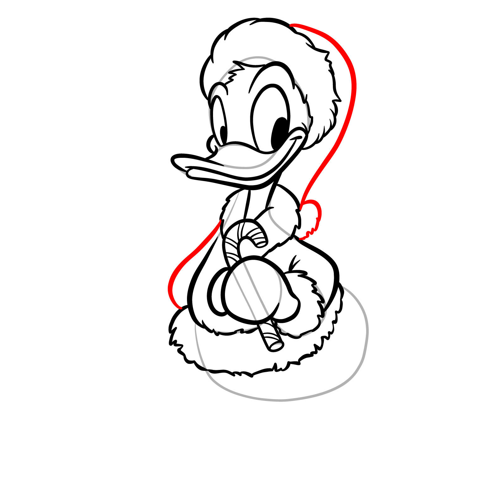 How to Draw Christmas Donald Duck - step 18