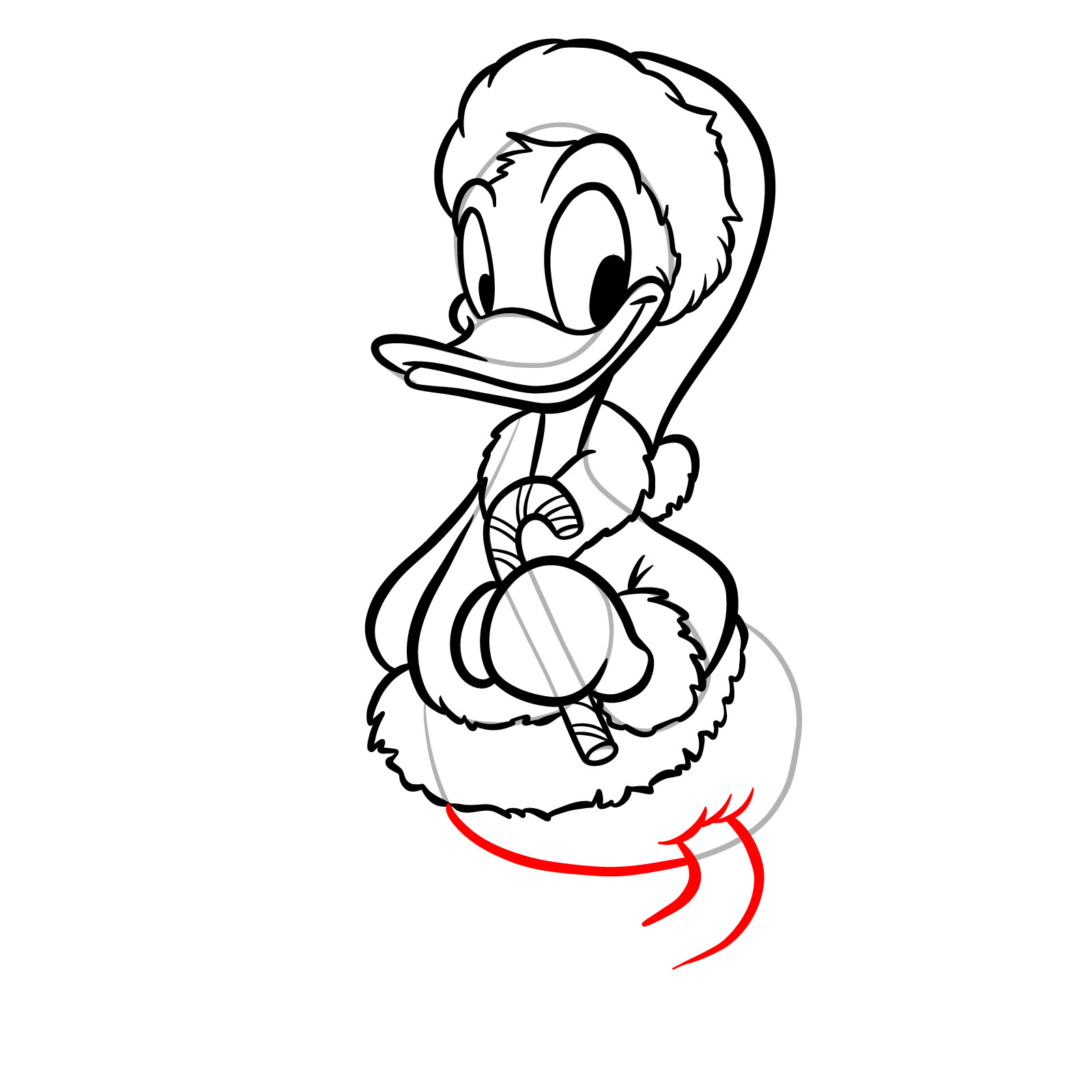 How to Draw Christmas Donald Duck - step 19