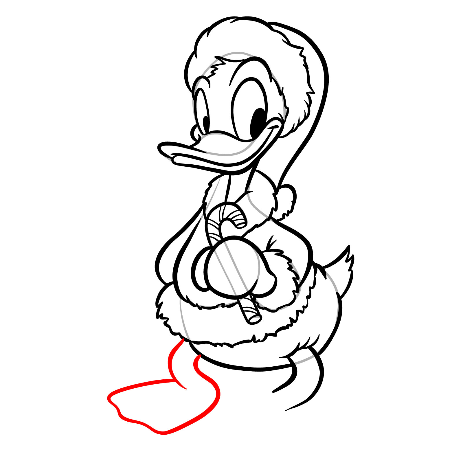 How to Draw Christmas Donald Duck - step 21