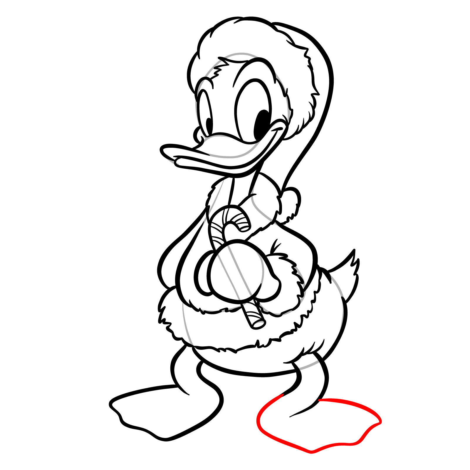 How to Draw Christmas Donald Duck - step 22
