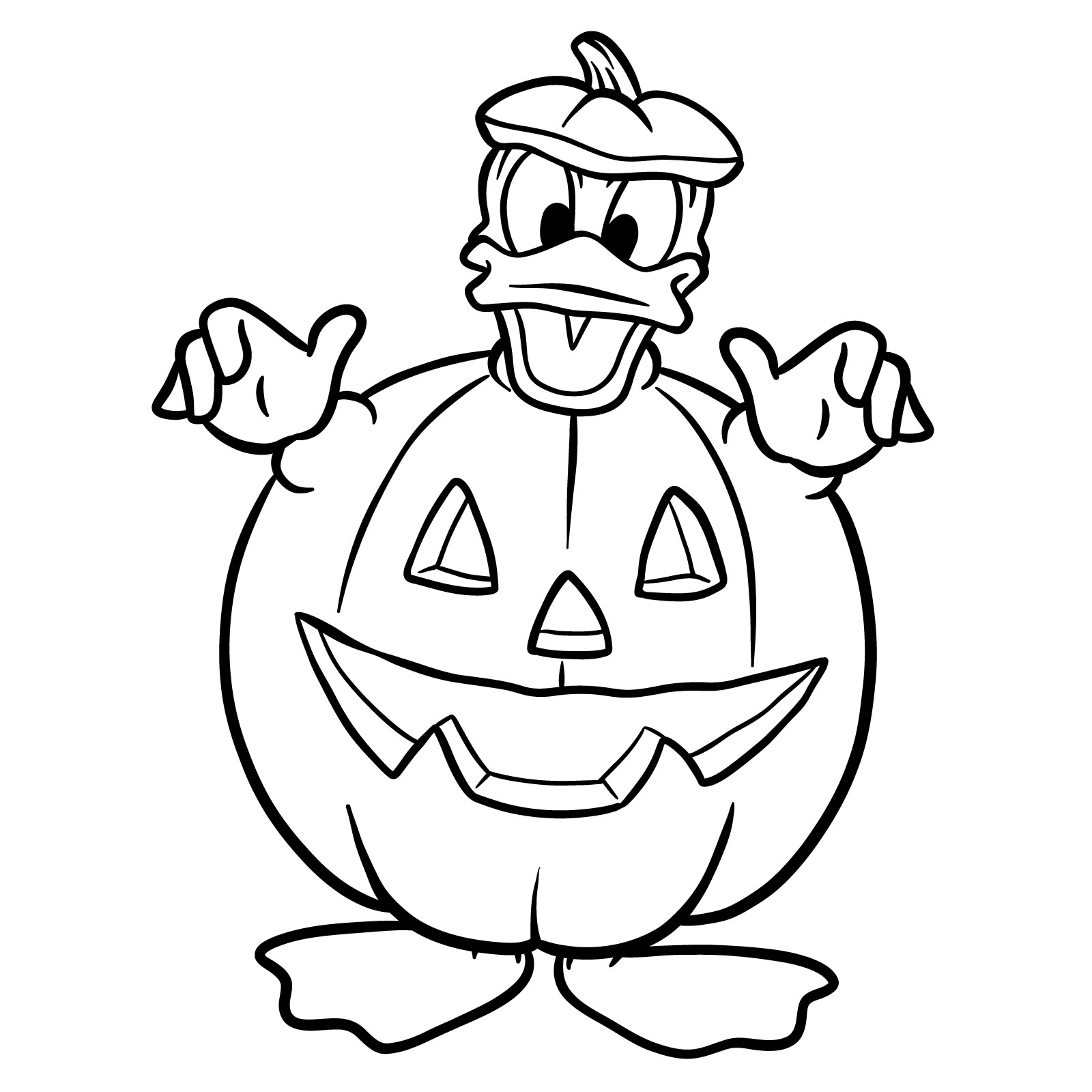How to draw Halloween Donald Duck in a jack o'lantern - final step