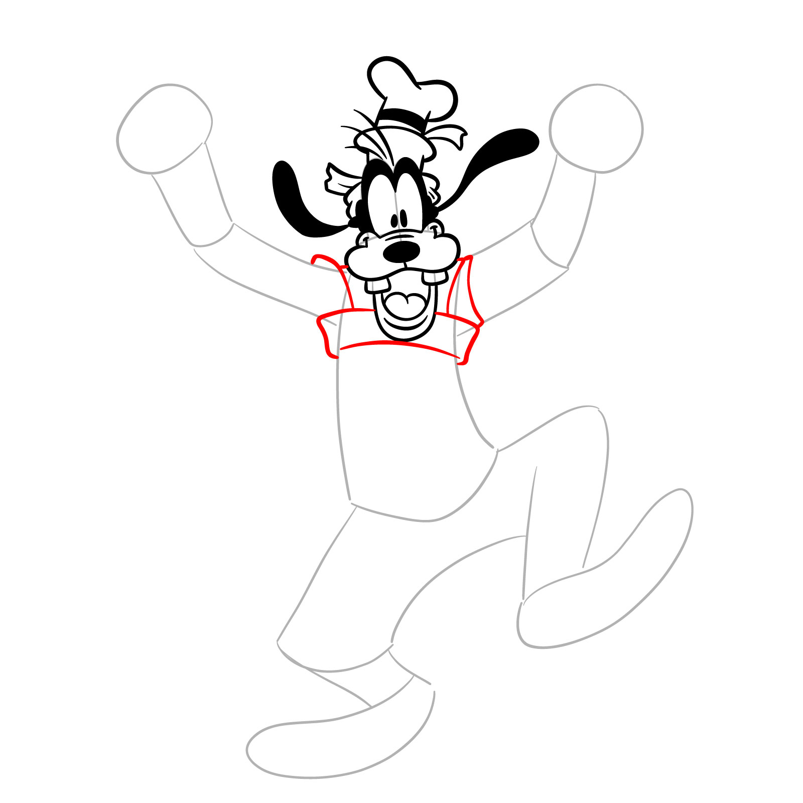 How to draw Halloween Goofy as a mummy - step 14