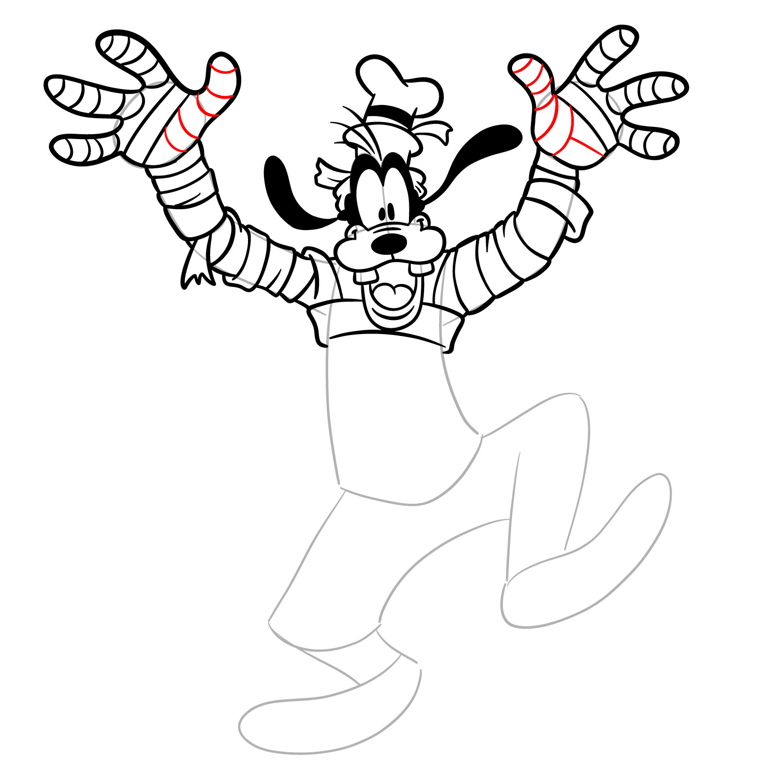 How to draw Halloween Goofy as a mummy - step 21