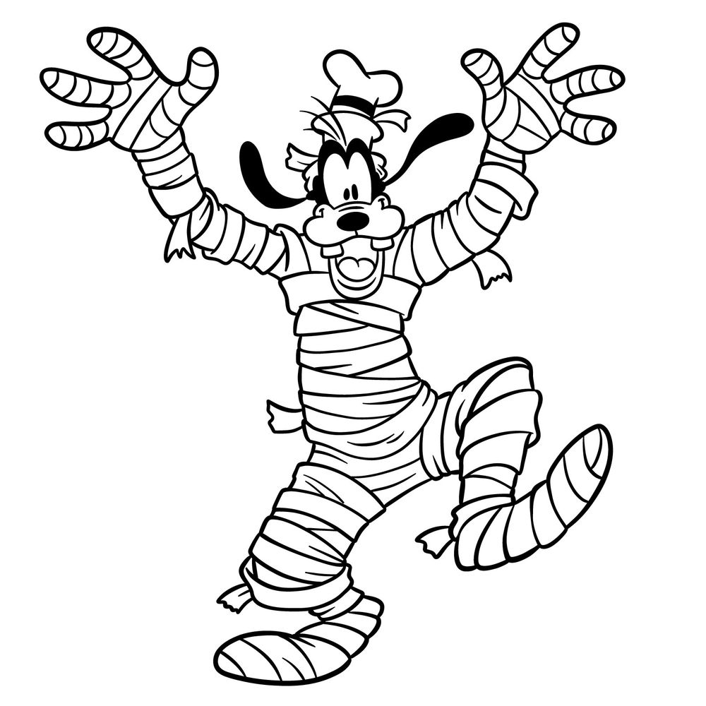 How to draw Halloween Goofy as a mummy