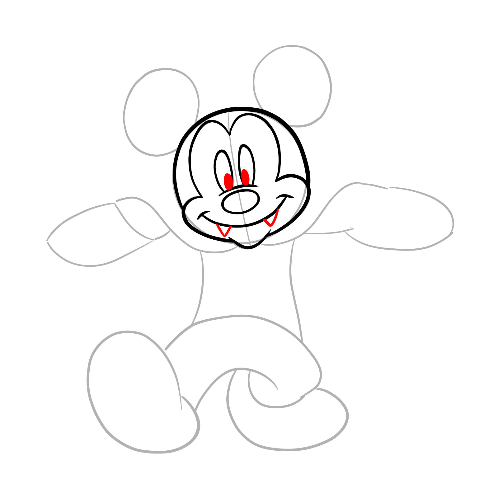 How to draw Dracula Mickey Mouse - step 09