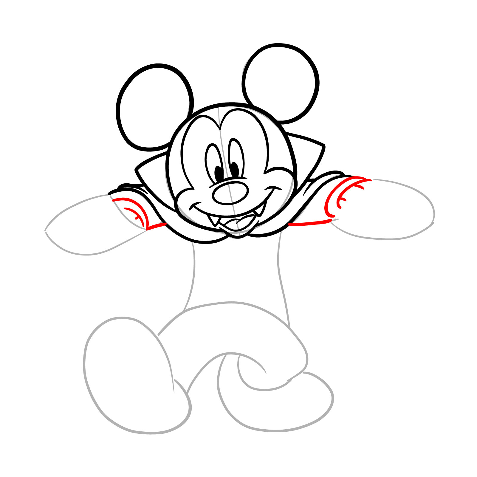 How to draw Dracula Mickey Mouse - step 14