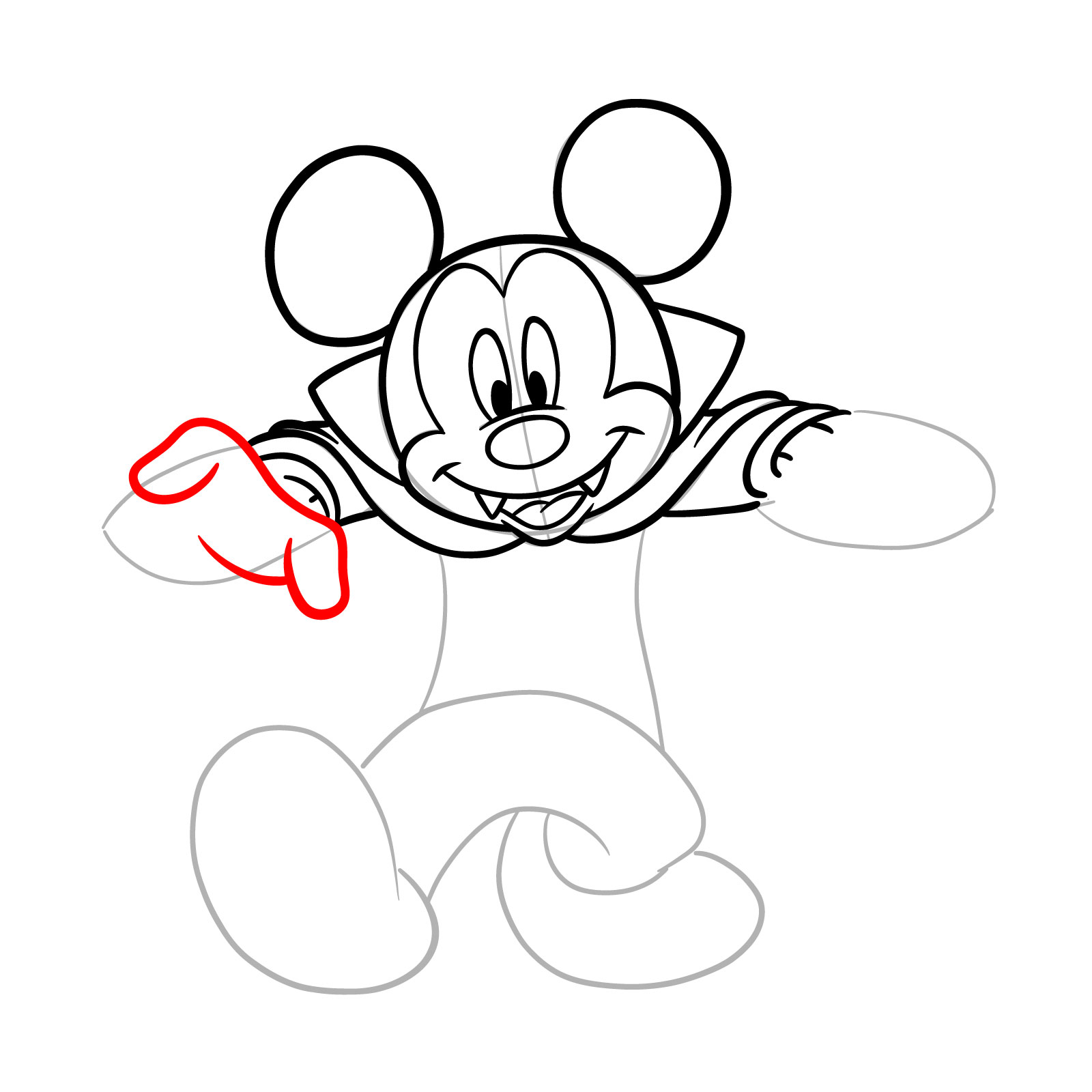 How to draw Dracula Mickey Mouse - step 15