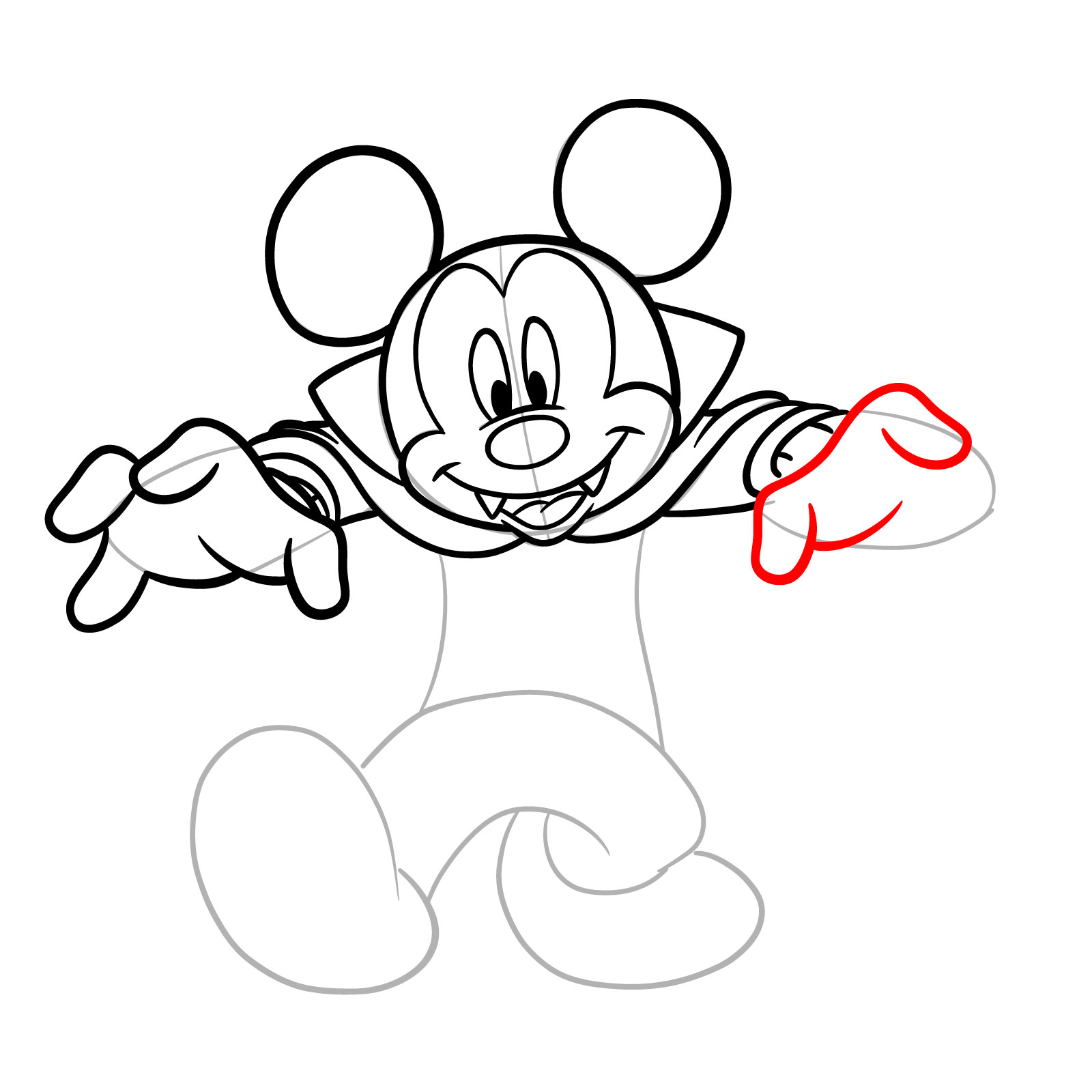 How to draw Dracula Mickey Mouse - step 17