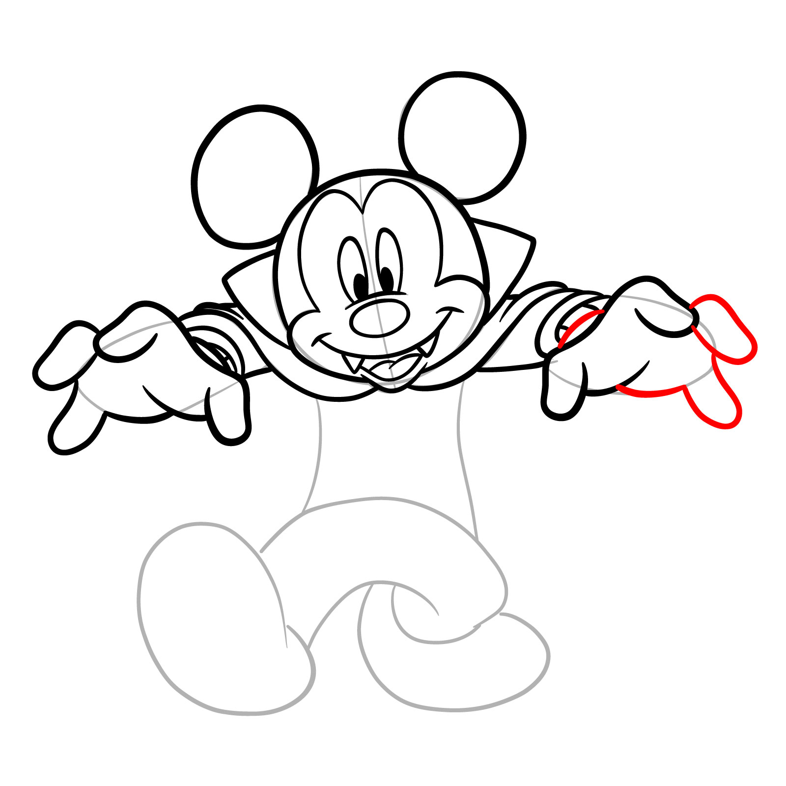 How to draw Dracula Mickey Mouse - step 18