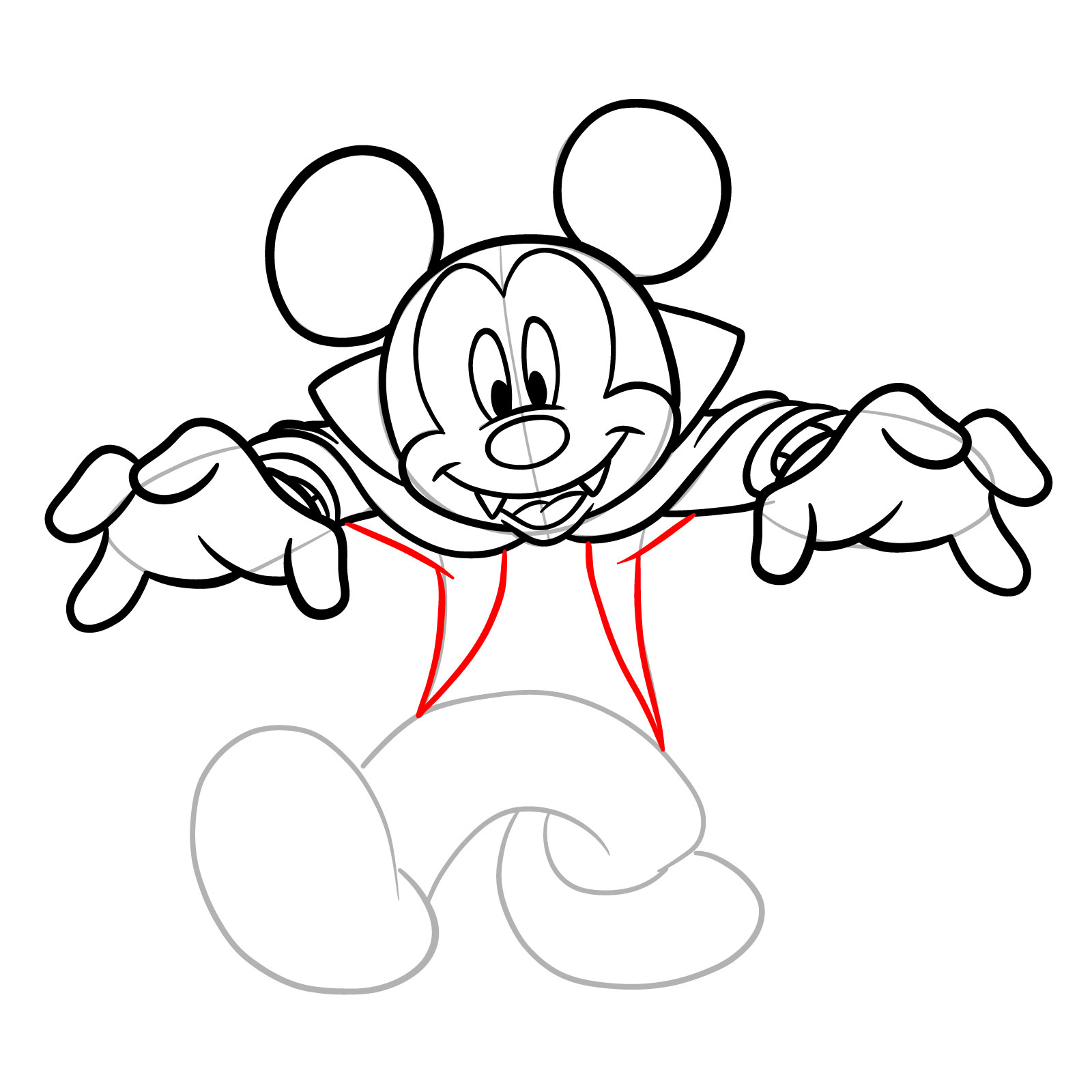 How to draw Dracula Mickey Mouse - step 19
