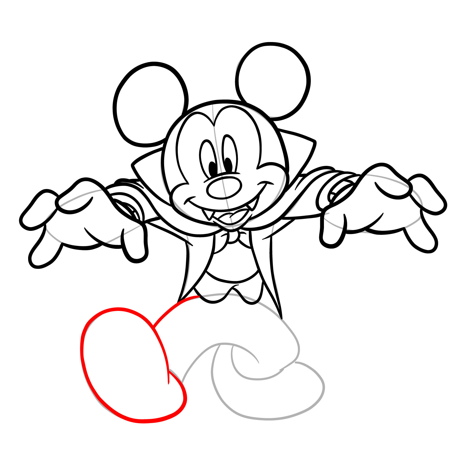 How to draw Dracula Mickey Mouse - step 21