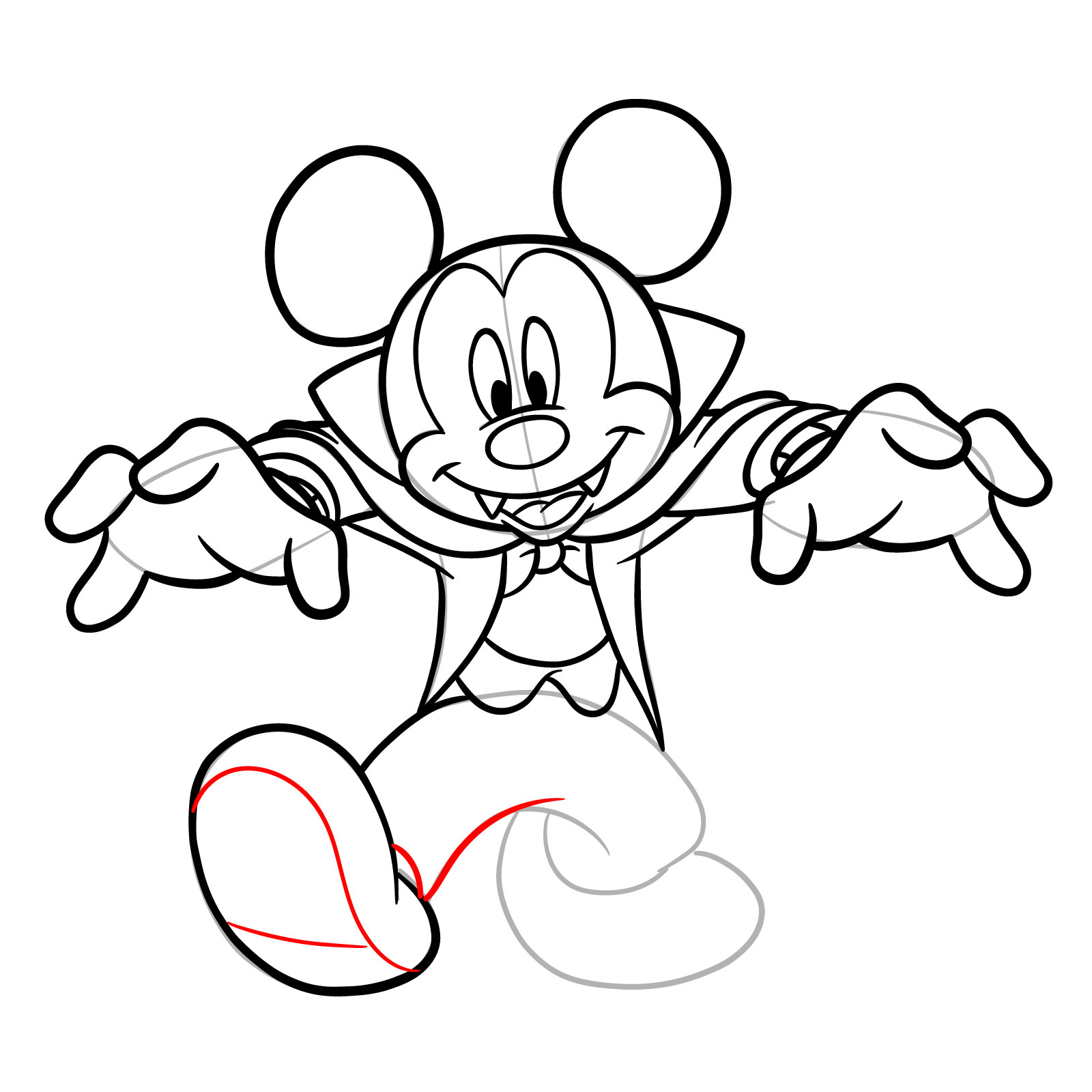 How to draw Dracula Mickey Mouse - step 22
