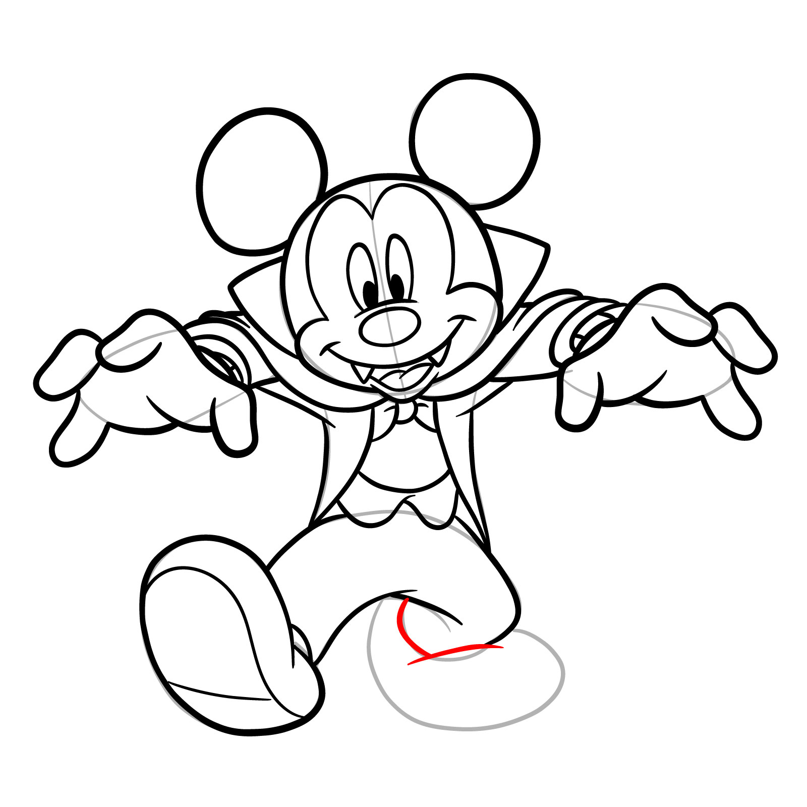 How to draw Dracula Mickey Mouse - step 24