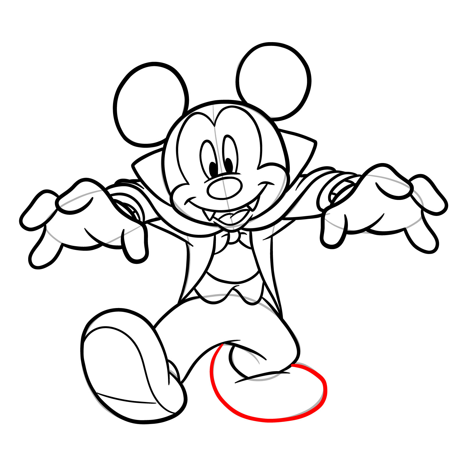 How to draw Dracula Mickey Mouse - step 25