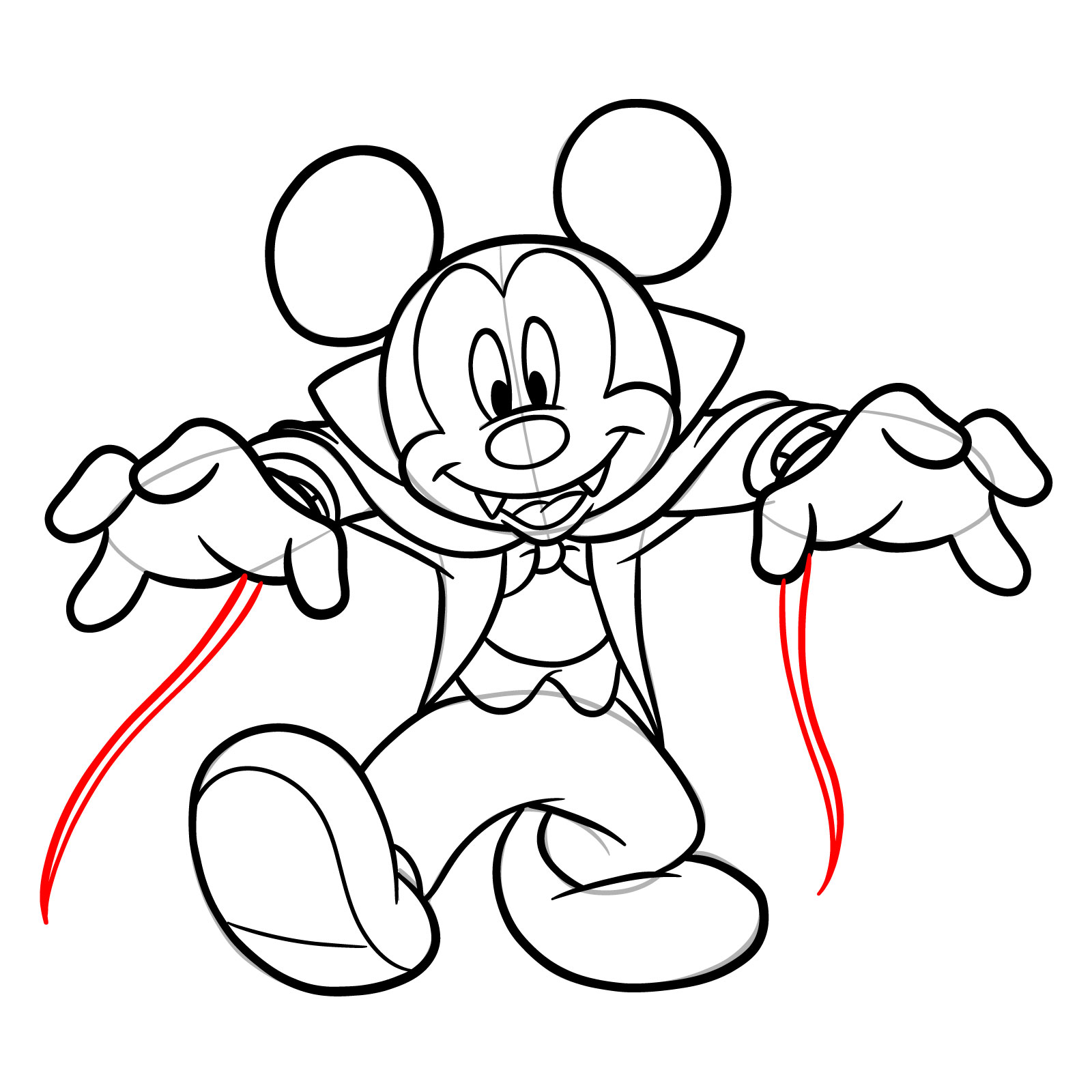 How to draw Dracula Mickey Mouse - step 26