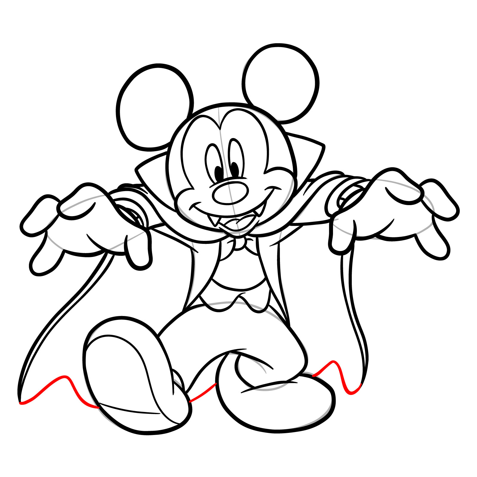 How to draw Dracula Mickey Mouse - step 27
