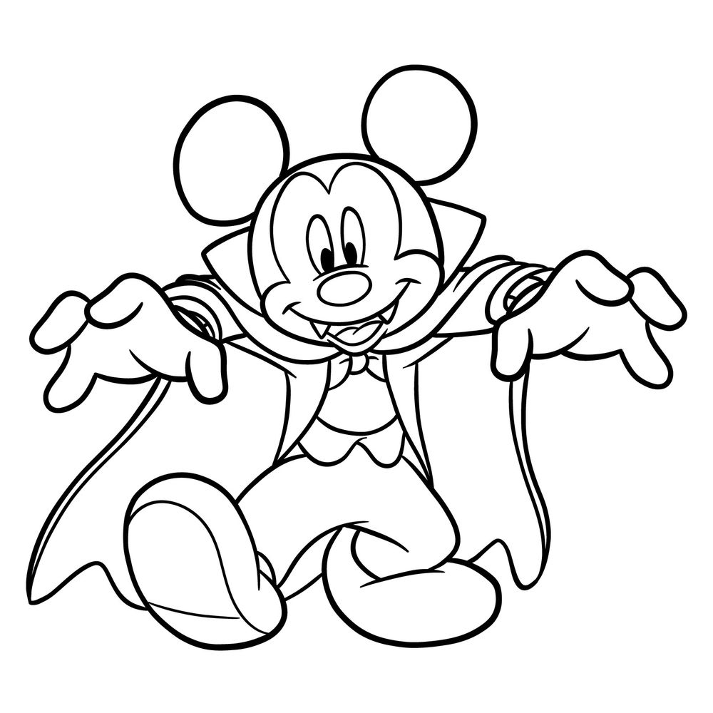 How to draw Dracula Mickey Mouse