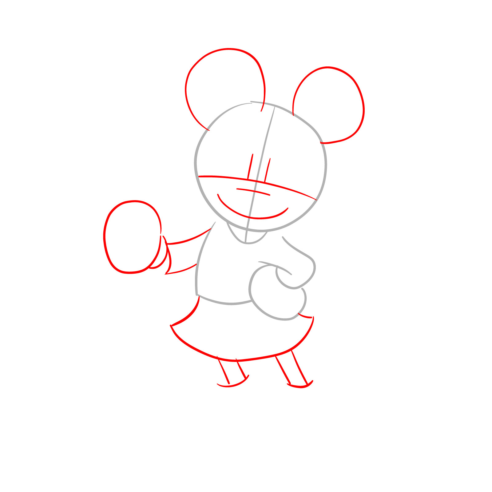 How to draw Halloween Minnie Mouse as a witch - step 02