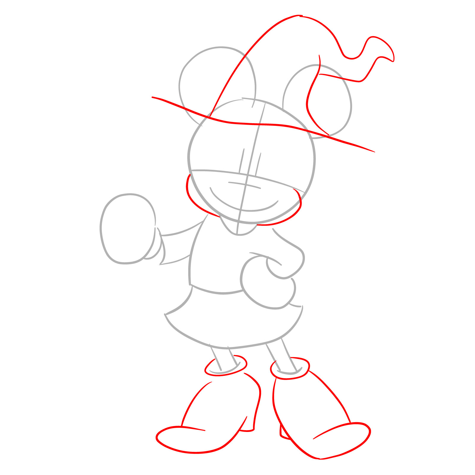 How to draw Halloween Minnie Mouse as a witch - step 03