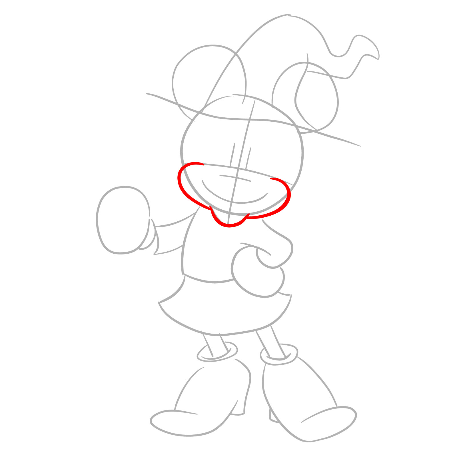 How to draw Halloween Minnie Mouse as a witch - step 04