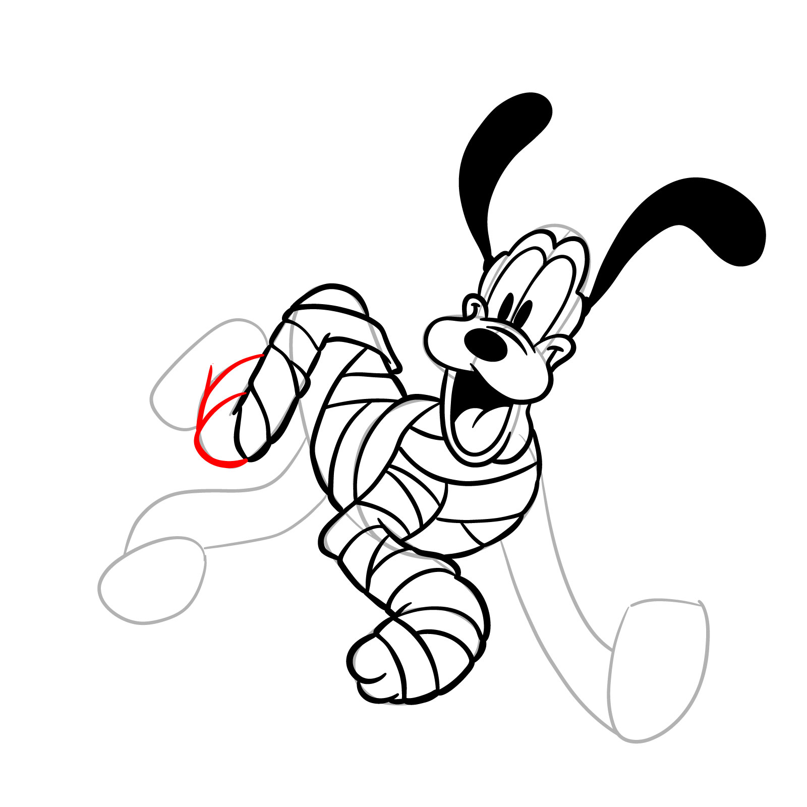 How to draw Halloween Pluto as a mummy - step 19