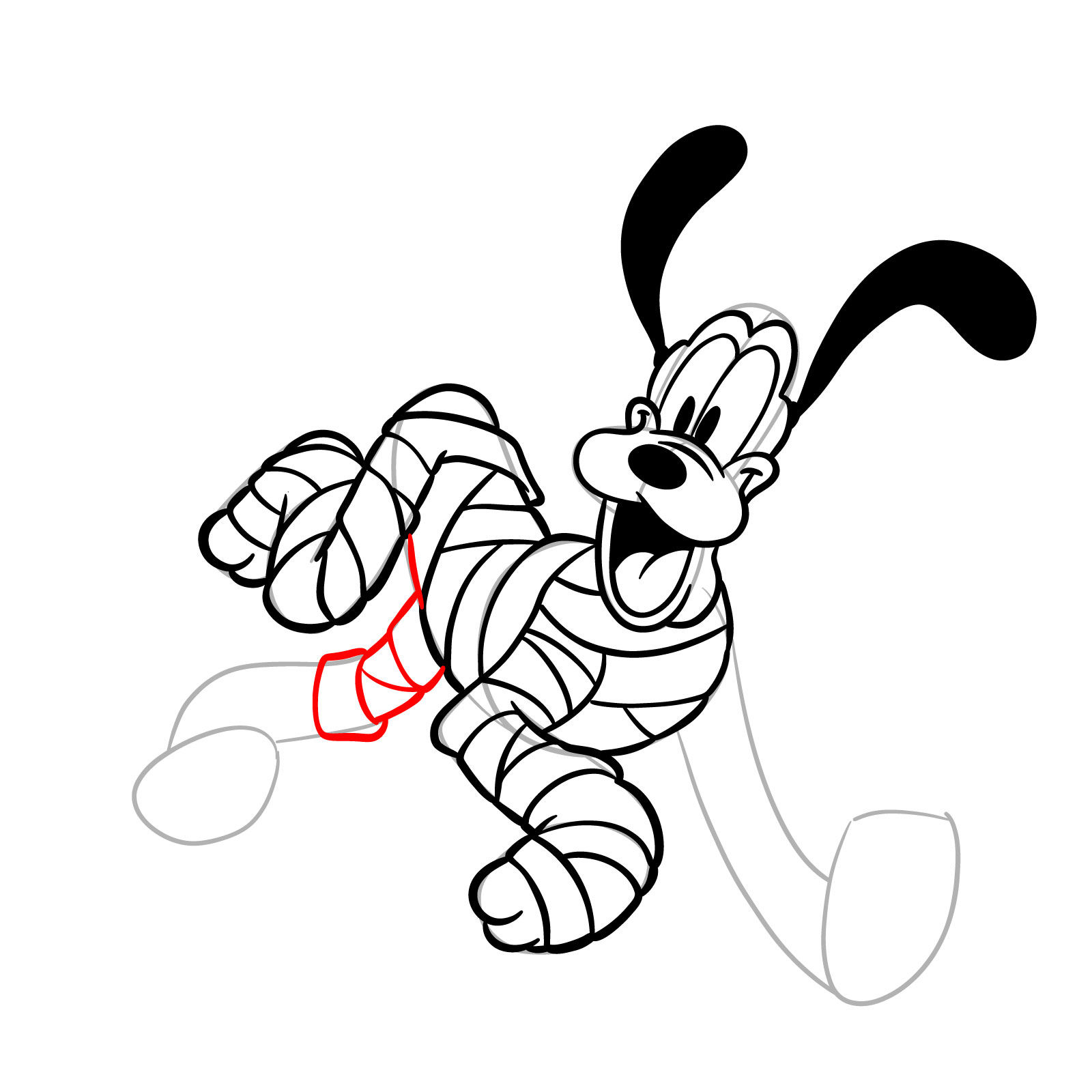 How to draw Halloween Pluto as a mummy - step 21