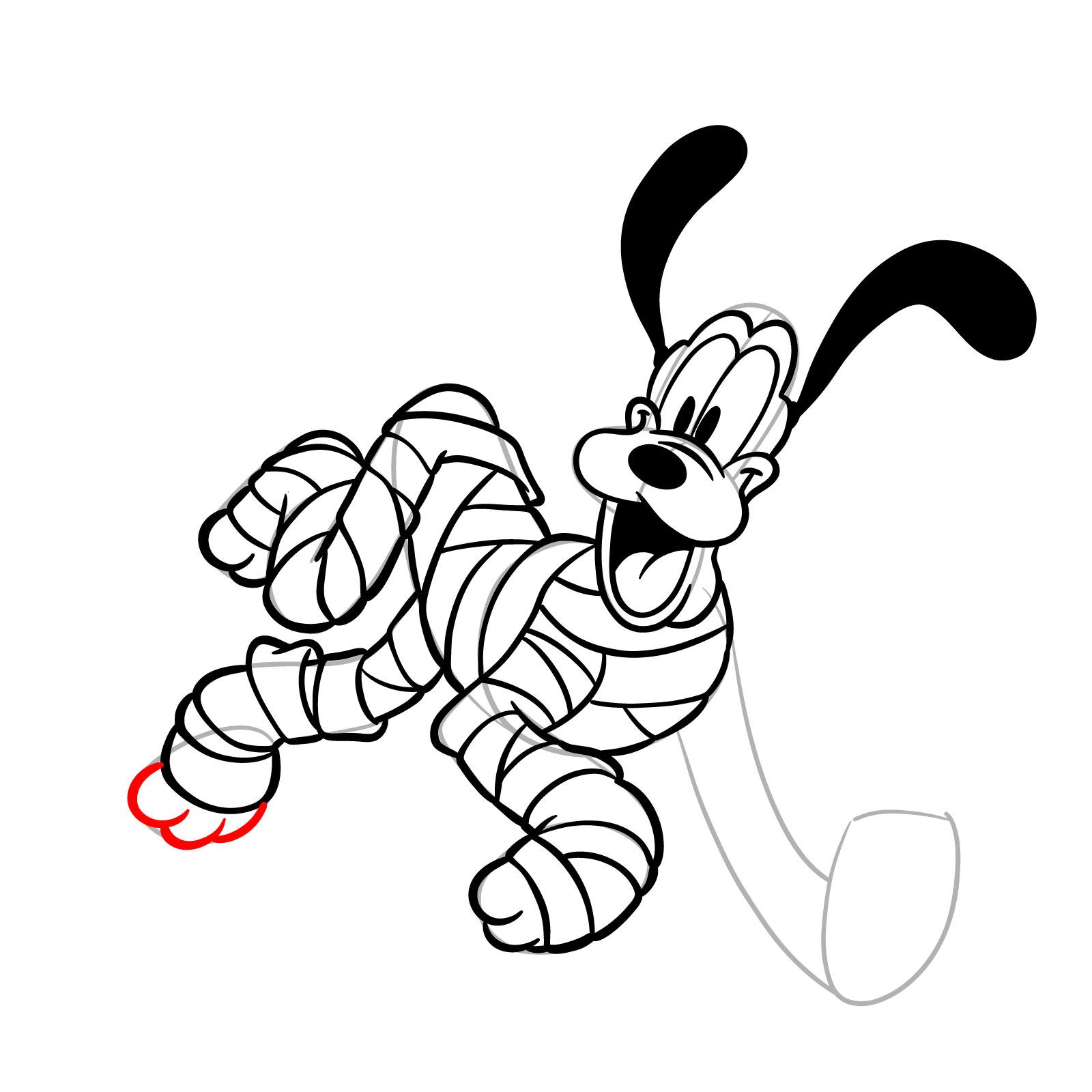 How to draw Halloween Pluto as a mummy - step 23