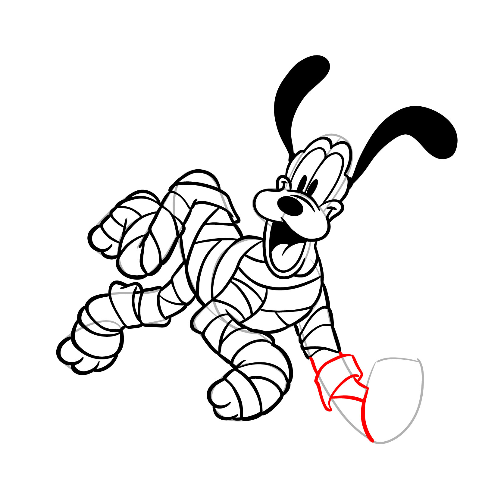 How to draw Halloween Pluto as a mummy - step 25