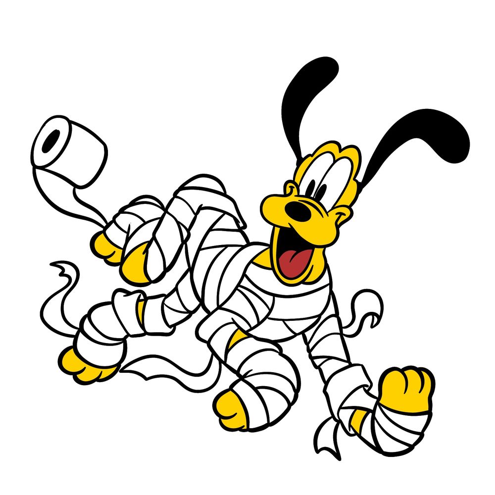 How to draw Halloween Pluto as a mummy