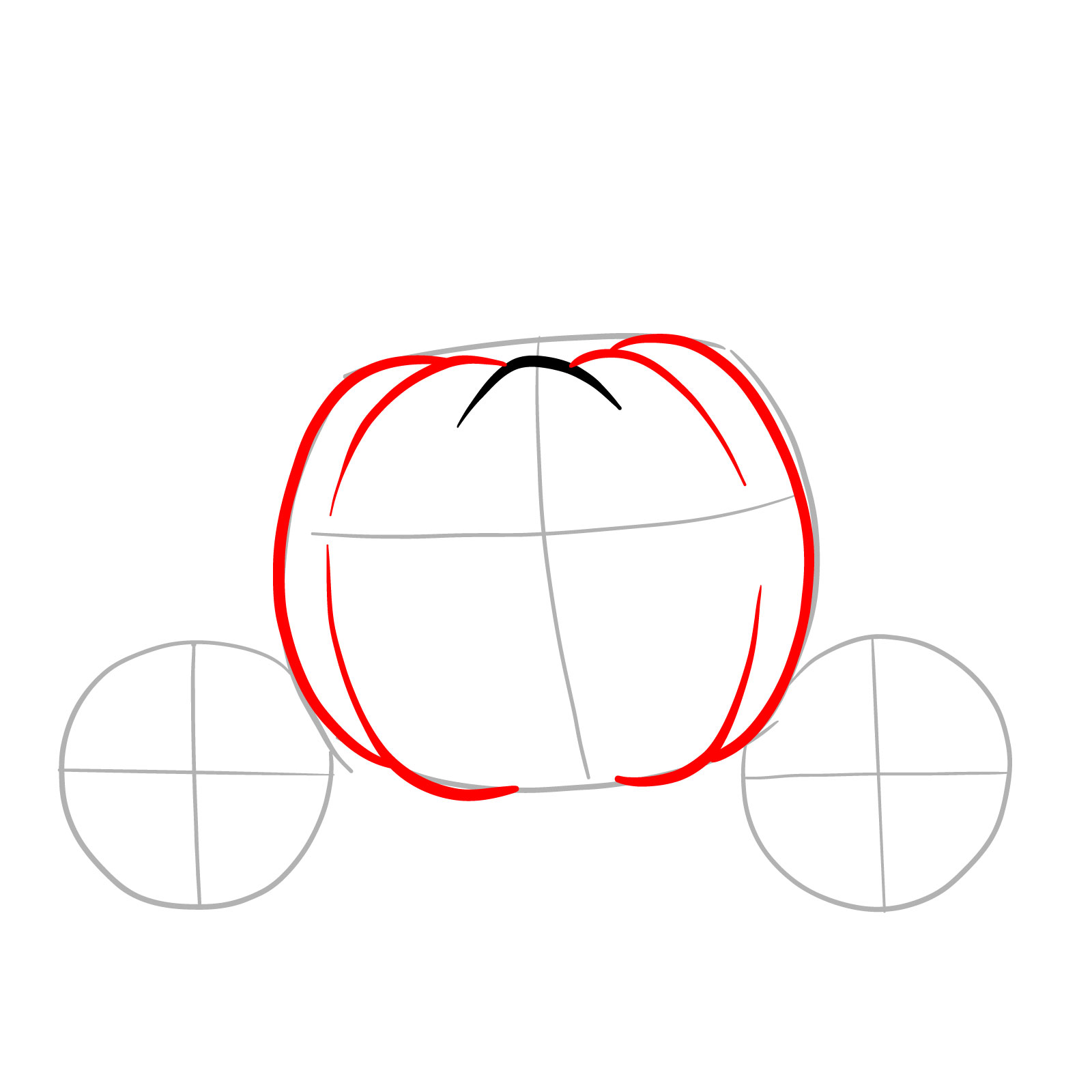 How to draw a Pumpkin Carriage - step 04