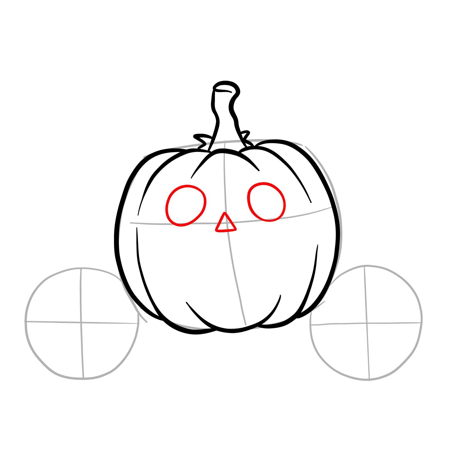How to draw a Pumpkin Carriage - step 07