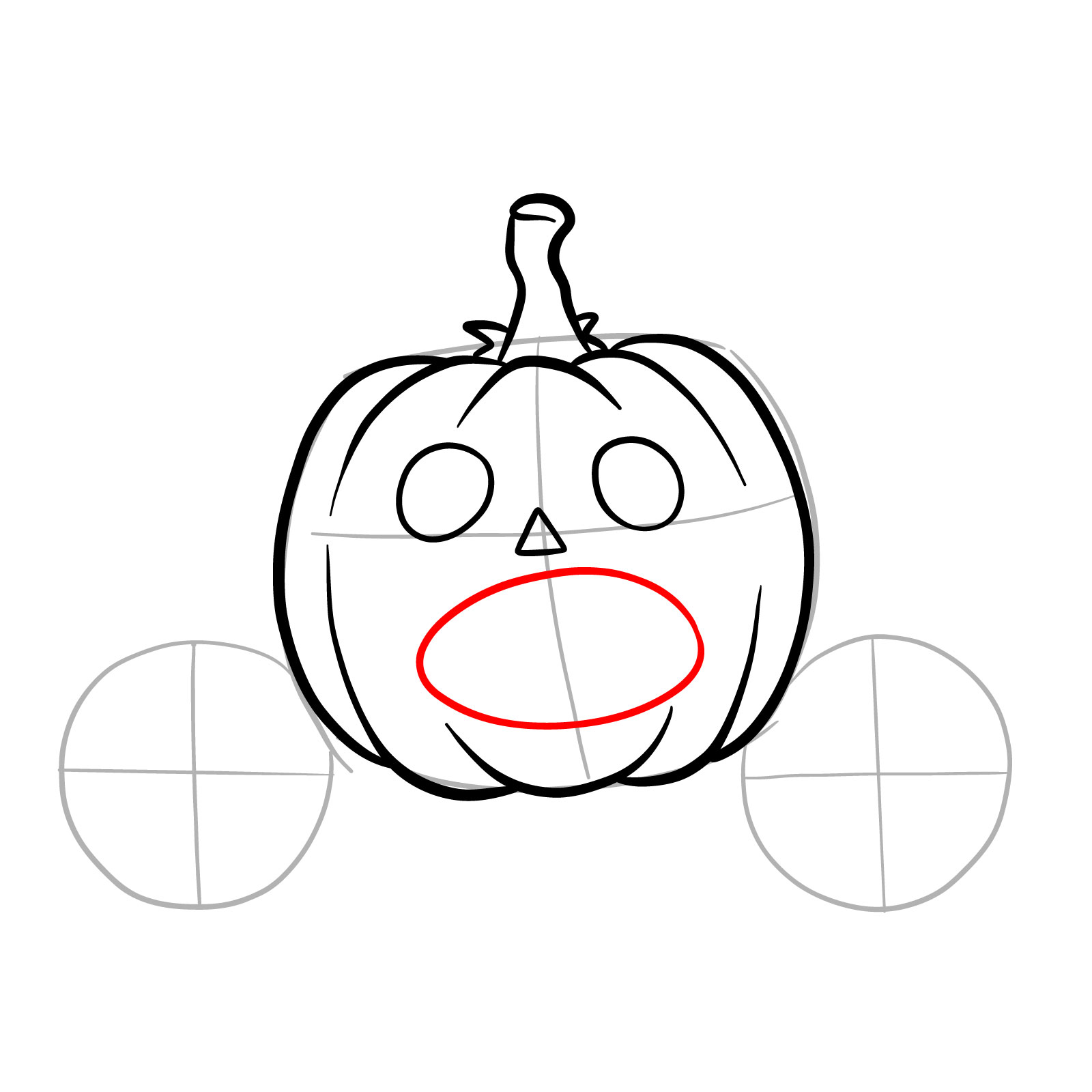 How to draw a Pumpkin Carriage - step 08