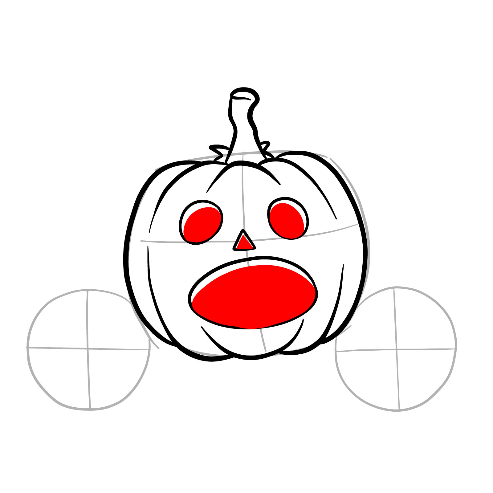 How to draw a Pumpkin Carriage - step 09