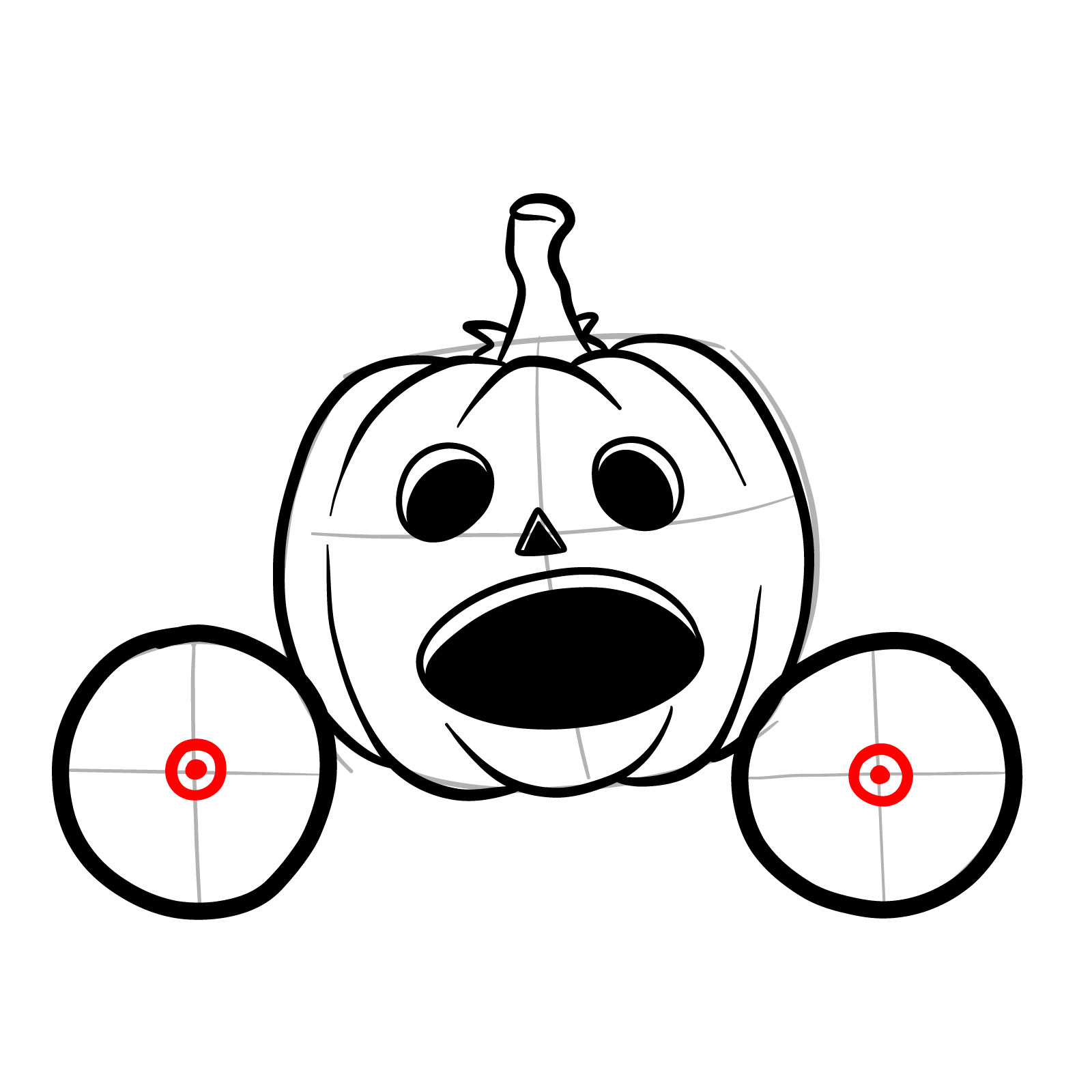 How to draw a Pumpkin Carriage - step 11