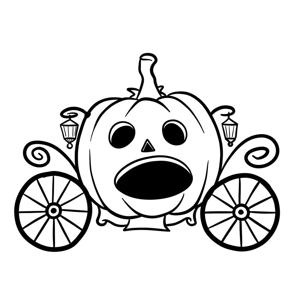 How to draw a Halloween Pumpkin Carriage