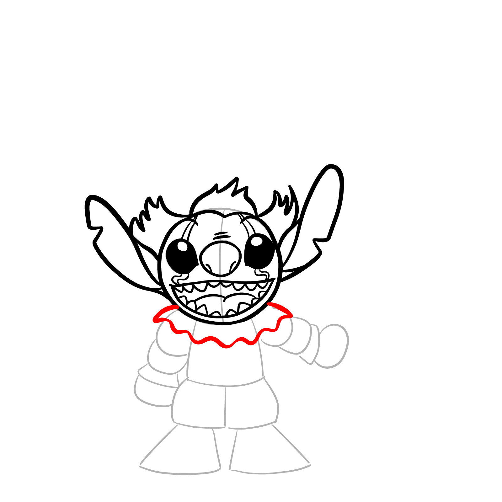 How to draw Pennywise Stitch - step 12