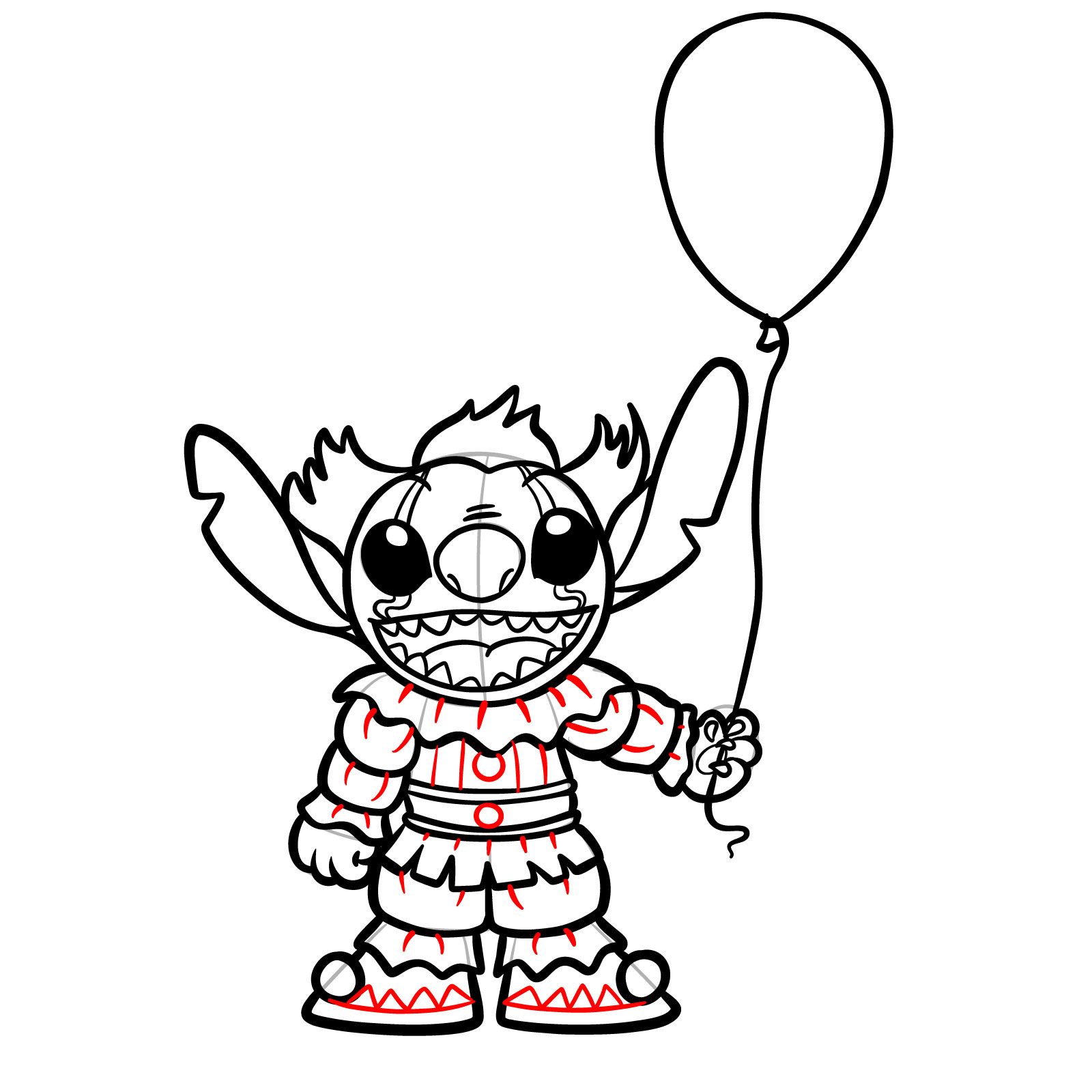 How to draw Pennywise Stitch - step 23