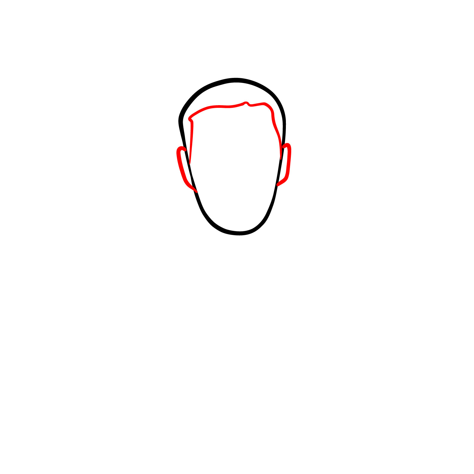 How to draw Skibidi Toilet's hairline and ears - step 02