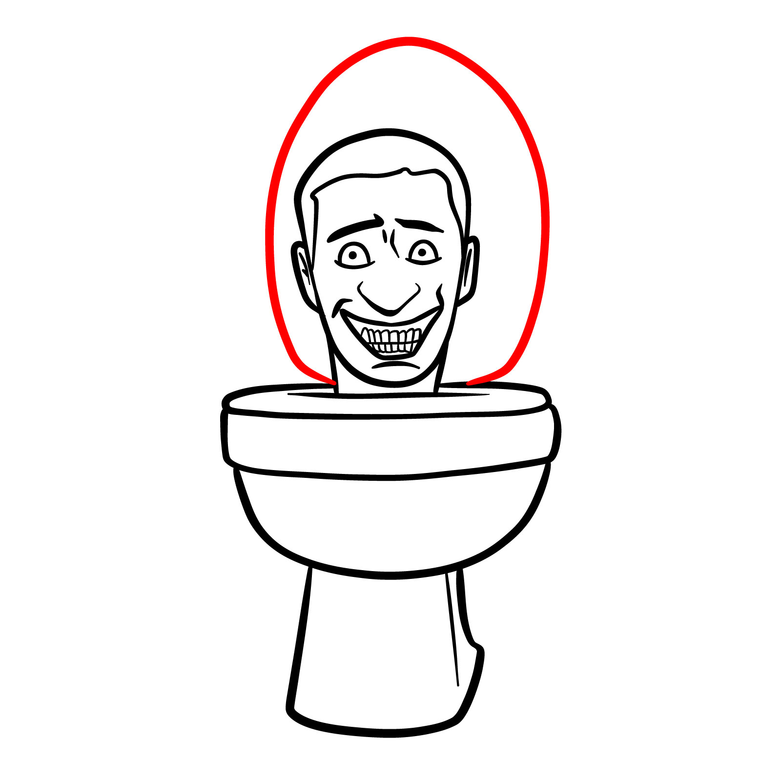 Sketching the lid for the Skibidi Toilet - step 10